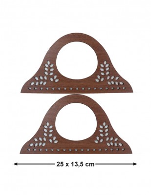  - Ahşap Çanta Sapları, Çanta Kulpları - 25 x 13,5 cm - KTU12T