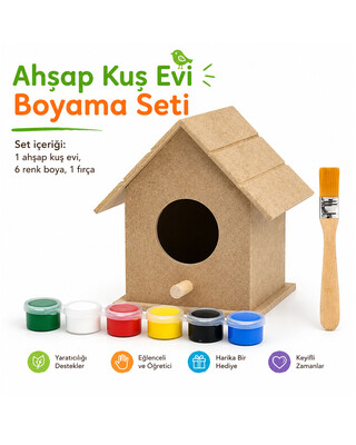  - Ahşap Kuş Evi Boyama Seti