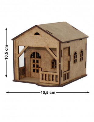  - Ahşap Maket, Köy Evi Seti ve 3 Farklı Boya ve Fırça - KMS3T