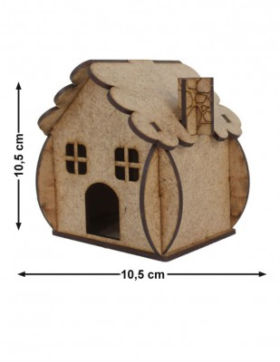  - Ahşap Maket, Masal Ev Seti ve 3 Farklı Boya ve Fırça - KMS1T