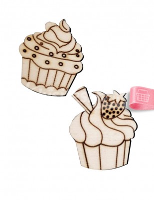  - Ahşap Mini Cupcake Figürleri - KO21T