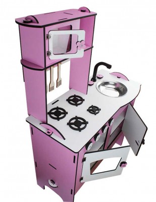  - Ahşap Oyuncak - Mutfak - Pembe - KCG34T (1)