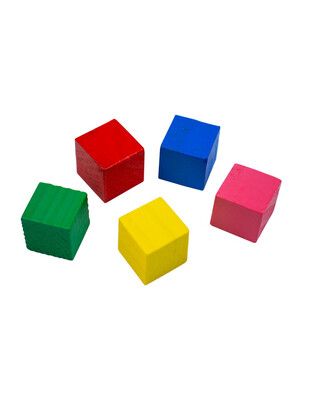  - Ahşap Renkli Küp - 20 x 20 mm - 16 Adet