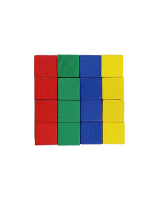 Ahşap Renkli Küp - 30 x 30 mm - 16 Adet