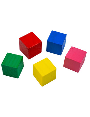  - Ahşap Renkli Küp - 30 x 30 mm - 16 Adet