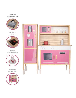  - Ahşap Mutfak - Pembe - T1039