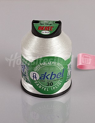 AKBEL - Akbel Dantel İpliği - No:30 - 100 gr - Kar Beyaz