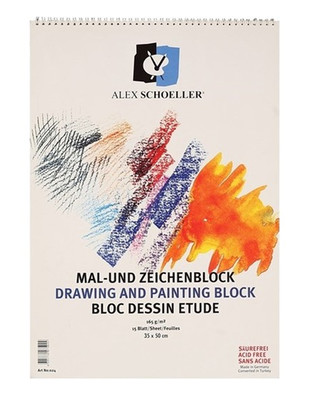 ALEX SCHOELLER - Alex Schoeller Drawing and Painting Block - Çizim ve Boyama Defteri - 35 x 50 cm - 15 Yaprak