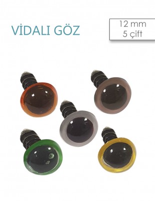  - Amigurumi Vidalı Göz - 12 mm - 5 Çift