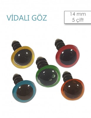  - Amigurumi Vidalı Göz - 14 mm - 5 Çift