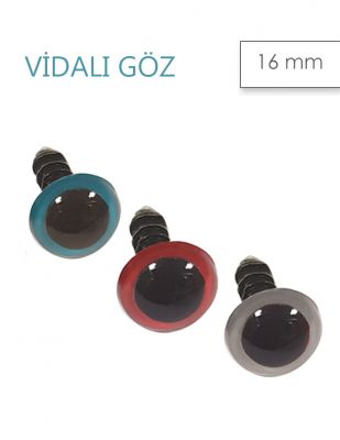 Amigurumi Vidalı Göz - 16 mm - 4 Çift Paket