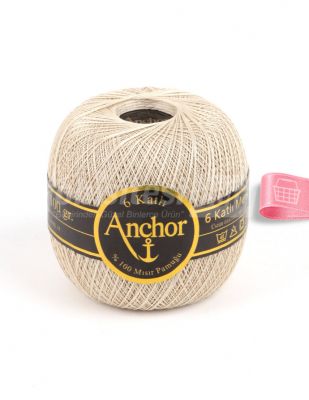 Anchor 6 Katlı Dantel İpliği - No: 50 - 100 gr - Ekru