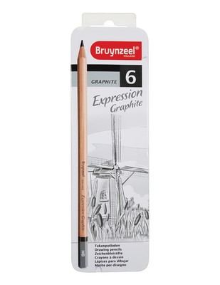 ROYAL TALENS - Bruynzeel Expression Graphite Karakalem Çizim Seti, Grafik Kalem Seti, Metal Kutulu - 6 Adet / Set