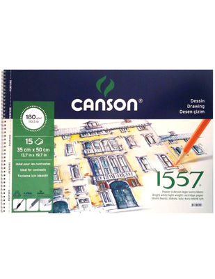 Canson 1557 Dokulu Sulu ve Kuru Teknik için Çizim Defteri - 35 x 50 cm 180 gr 15 Yaprak