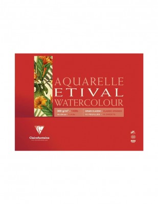 CLAIREFONTAINE - Clairefontaine Aquarelle Etival Watercolour Paper Grain Fin, 18x24 cm - 300 gr - 30 Yaprak