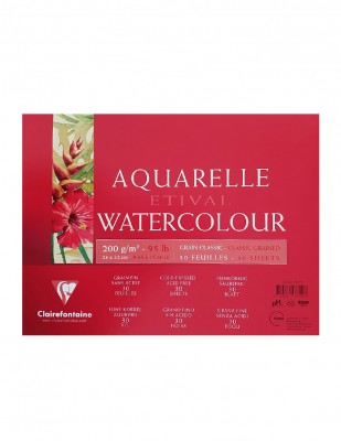 CLAIREFONTAINE - Clairefontaine Aquarelle Etival Watercolour Pad,Grain Clasic, A3 - 200 gr - 30 Yaprak