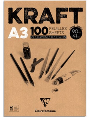 CLAIREFONTAINE - Clairefontaine Kraft Skec Blok, A3 90 gr - 100 Yaprak