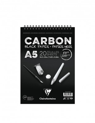 CLAIREFONTAINE - Clairefontaine Carbon Black Paper Çizim Defteri, A5 - 120 gr - 20 Yaprak