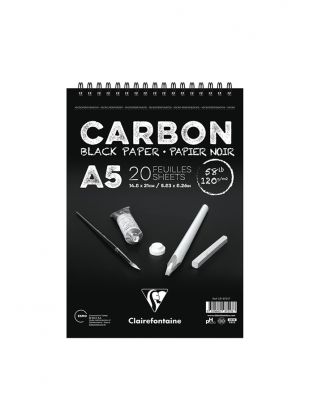 Clairefontaine Carbon Black Paper Çizim Defteri, A5 - 120 gr - 20 Yaprak