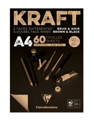 Clairefontaine Carbon Black Paper, Siyah Yapraklı Çizim Defteri, A4 - 90 gr - 41 Yaprak