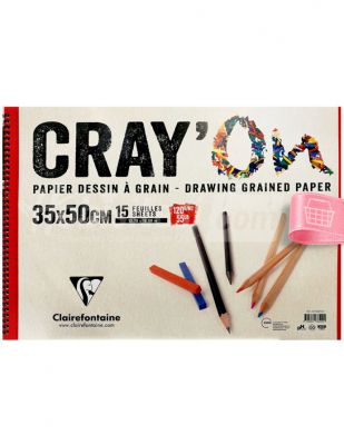 Clairefontaine Cray'On Çizim Defteri, Eskiz Defteri - 35 x 50 cm, 15 Yaprak