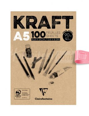 Clairefontaine Kraft - Çizim Bloğu, A5 100 Yaprak