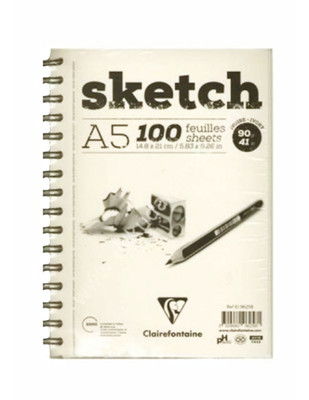 CLAIREFONTAINE - Clairefontaine Sketch Eskiz Spiralli Defter - Ivory A5 100 Yaprak