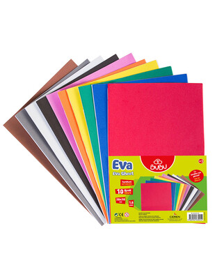  - Eva - Yapışkanlı - 20x30 cm - 1,8 mm - 10 lu Karışık Renk