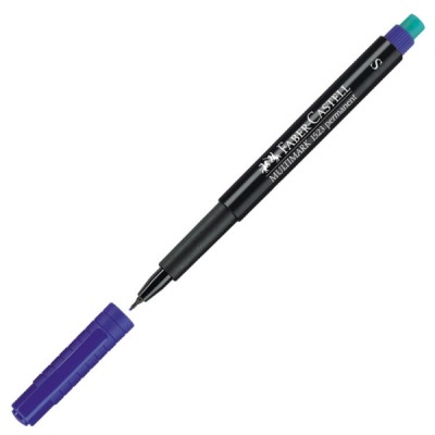  - Faber Castell 1523 S Multimark Permanent Pen, Yazı Kalemi, Silgili - Mavi