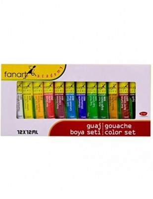 FANART - Fanart Academy Guaj Boya Seti - Her Tüp 12 ml - 12 Renk