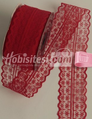  - Fantastic Dantel - Orta - Kırmızı - En 4 cm - 25 m