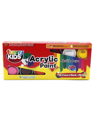 RICH - Funny Kids Akrilik Boya Seti, Her Renk 15 ml - 12 Renk