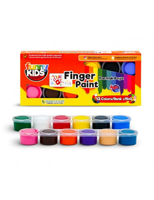RICH - Funny Kids Finger Paint, Parmak Boya Seti, Her Renk 15 ml - 12 Renk
