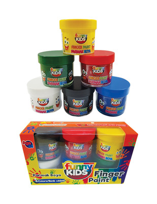 RICH - Funny Kids Finger Paint, Parmak Boya Seti, Her Renk 60 ml - 6 Renk