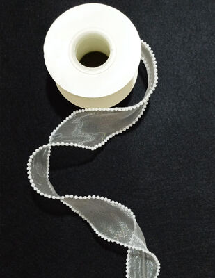 Süslemelik Kurdele - İncili - Krem