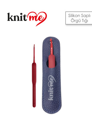 KNITME - Knitme Silikon Saplı Örgü Tığı - Deri Kılıfl