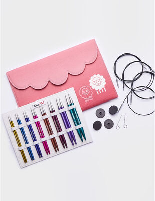 Knitpro Zing Deluxe Ucu Değiştirilebilir Misinalı Örgü Şiş Seti- 13cm-