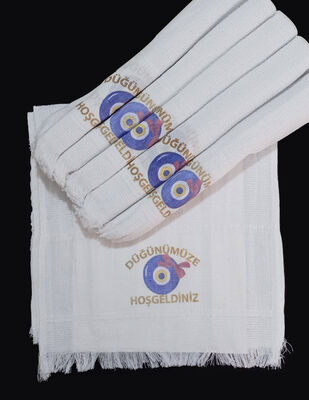 Konvoy Araba Havlusu Nazar Boncukllu - 35x70 cm - 12 Adet