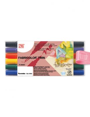 Kuretake ZIG Fabricolor Çift Uçlu Kumaş Kalem Seti - 6 Renk