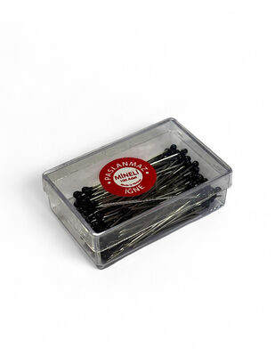 Mineli Toplu İğne - 0,60 x 28 mm - 100 Adet / Kutu - Siyah