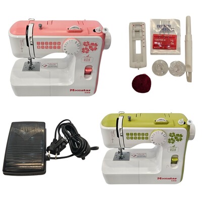 MOONSTAR - Moonstar 588 – 12 Desenli Ev Tipi Düz Dikiş Makinesi (Pembe) (1)