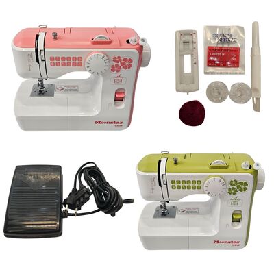 Moonstar 588 – 12 Desenli Ev Tipi Düz Dikiş Makinesi (Pembe)