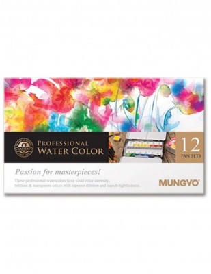 MUNGYO - Mungyo Professional Watercolor Sulu Boya Seti - Full Size - 12 Renk