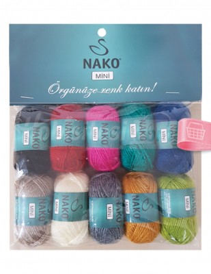 NAKO - Nako Mini El Örgü İplikleri - 10 Adet / Paket - No 8