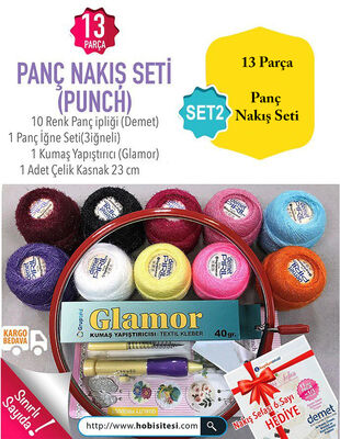 Panç Nakış Seti - İğne Seti, Kasnak, İplikler, Yapıştırıcı Ve Punch Nakışı Projesi Dergisi - Set2