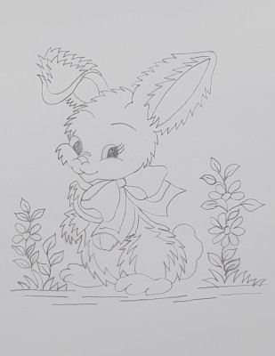 Panç Nakış Seti - 25 x 25 cm - Tavşan - Thumbnail