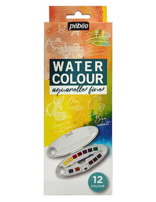 PEBEO - Pebeo Aquarelle Fine Oval Palet Sulu Boya Seti - 12 Renk