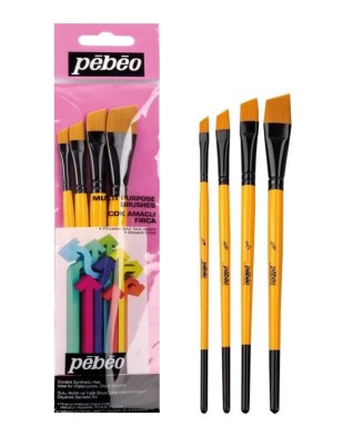 PEBEO - Pebeo Çok Amaçlı Fırça Seti - Angular 4lü Fırça Seti - Set 9