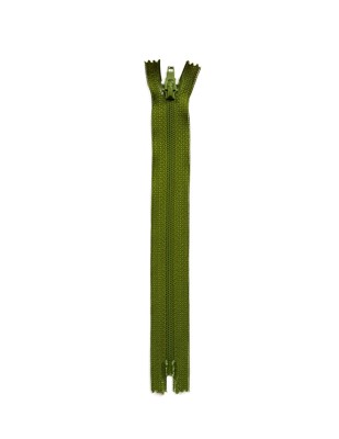  - Plastik Dişli Düz Fermuar - 18 cm - Yağ Yeşil