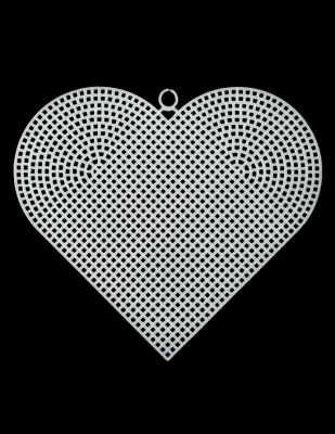 Plastik Kanvas - Kalp - 15 x 16,5 cm